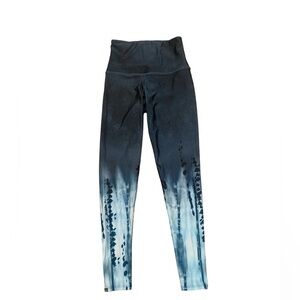 Onzie Graphic Tie Dye High Rise Midi Yoga Leggings Ombré Blue Size S